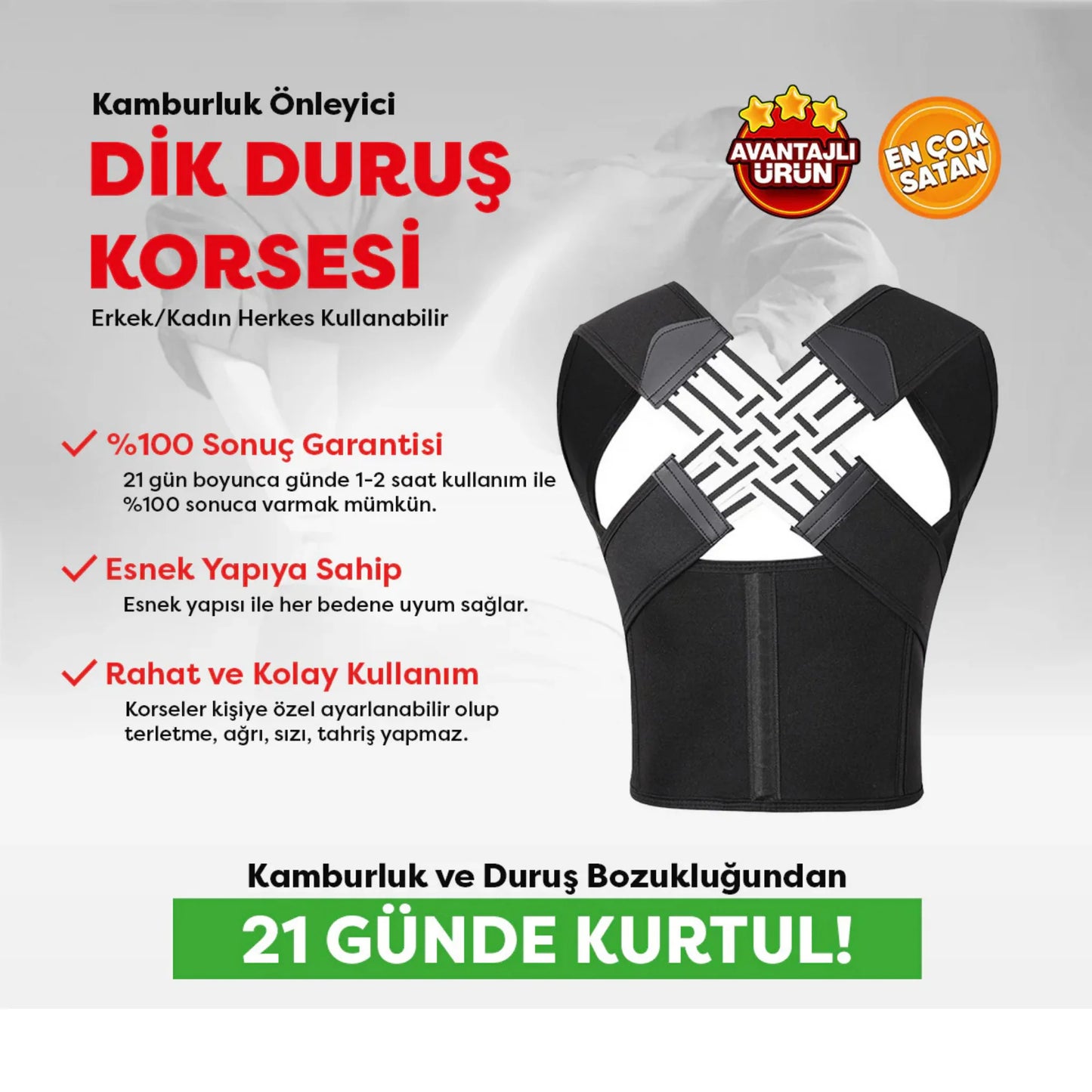 CORSEFİT™ Ayarlanabilir Dik Duruş Korsesi
